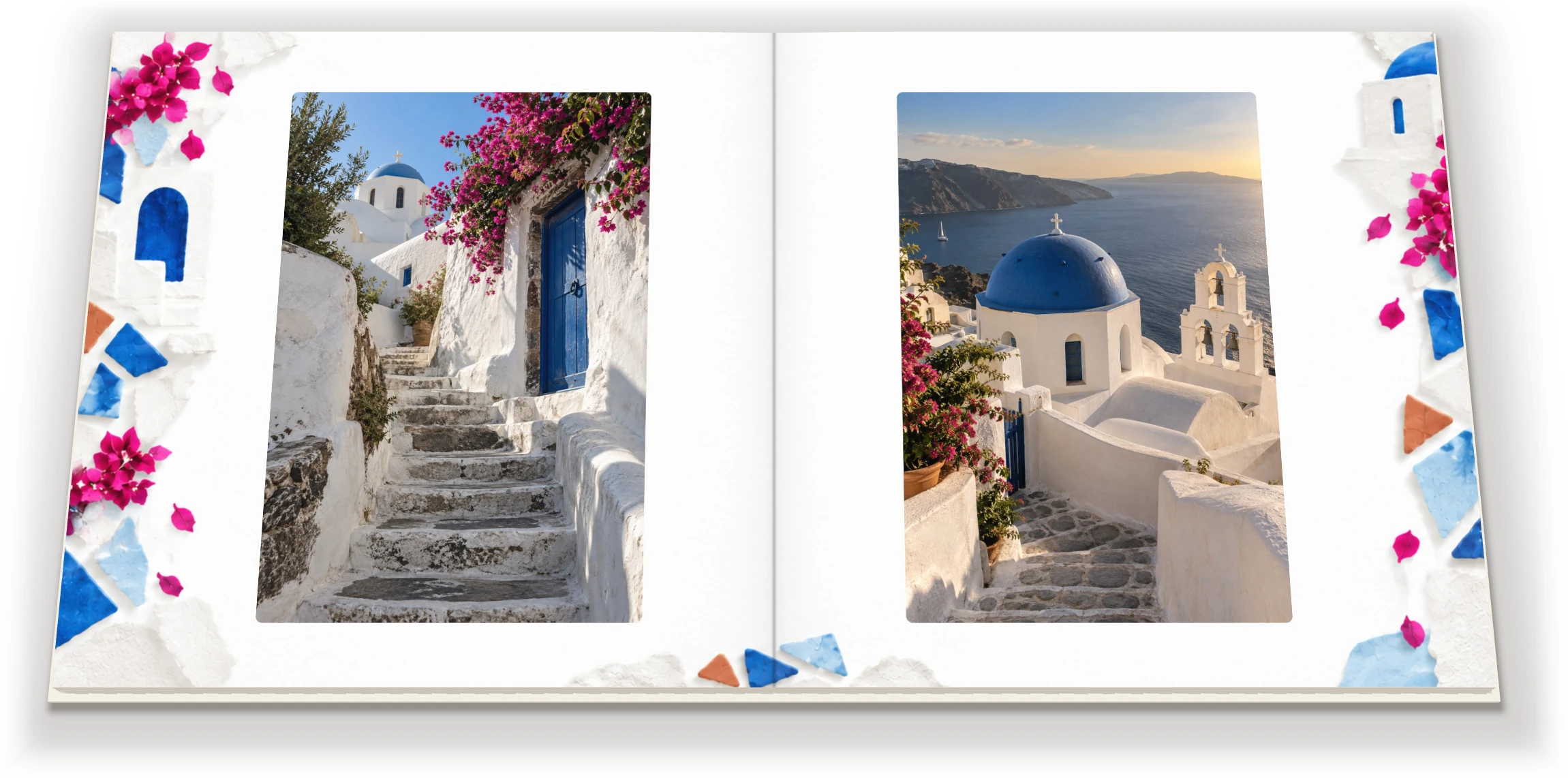 Santorini Collage theme spread